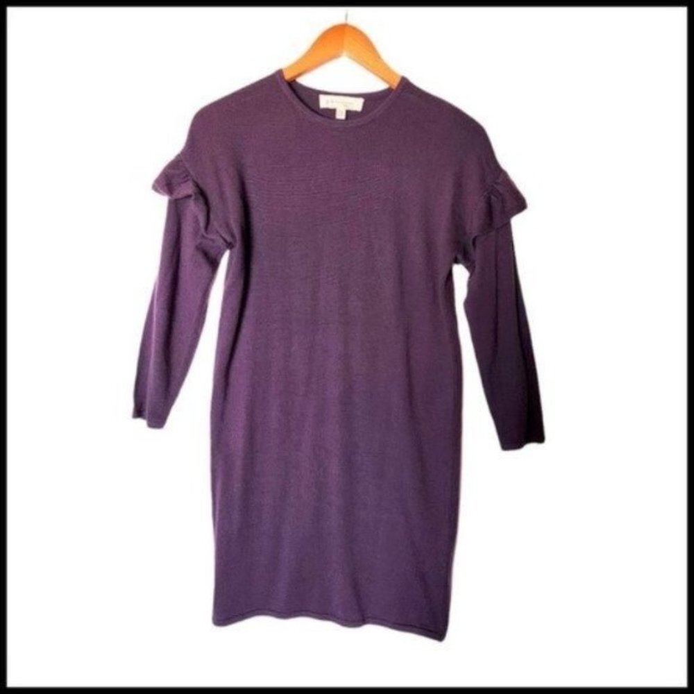 Philosophy Cashmere Blend Purple Sweater Dress XS Ruffle Sleeve